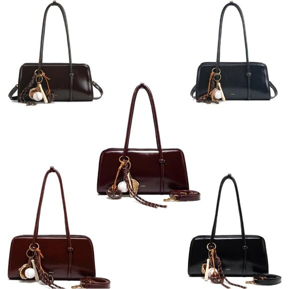 Women’s Burgundy Multi-Pocket Shoulder Bag Fashion Crossbody Top Handle Bag - Picture 8 of 9